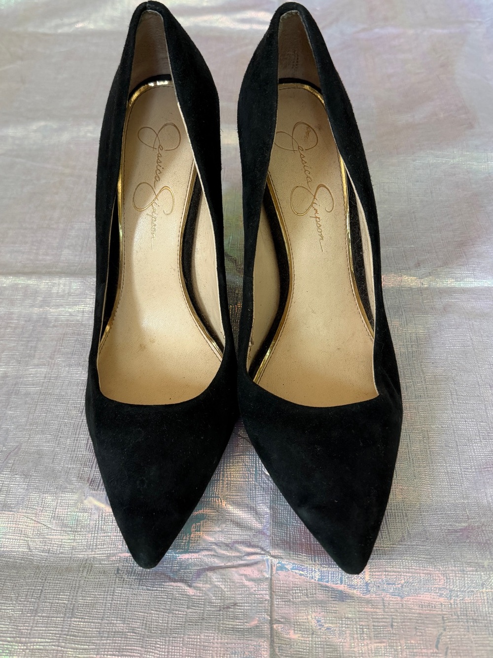 Jessica Simpson Black Suede Pointed-Toe Pumps